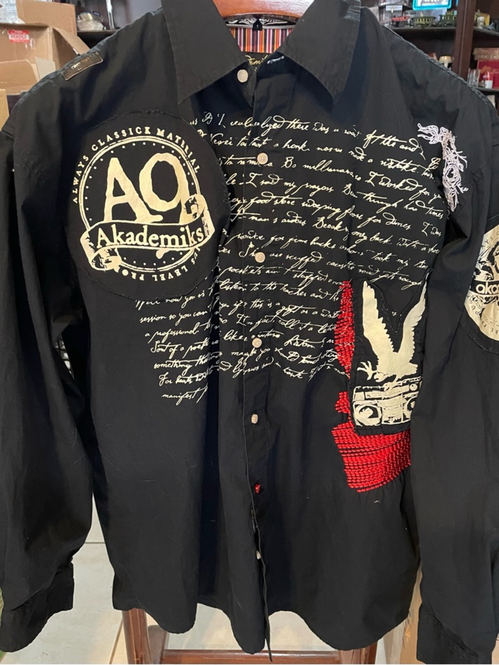 Akademiks Black Shirt with Multicolor Striped Lining